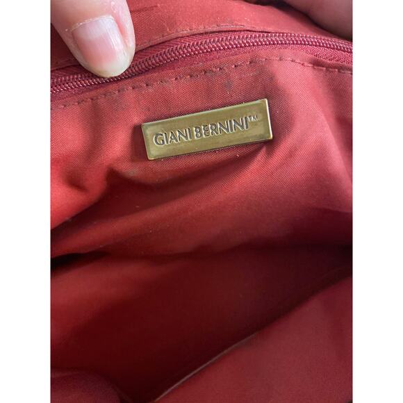 Vintage Genuine Leather Shoulder Bag Burgundy Red Giani Bernini Tote - Picture 3 of 6